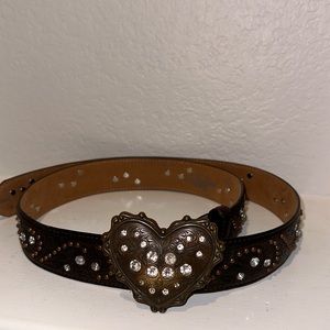 Justin Brown Leather Rhinestone Belt